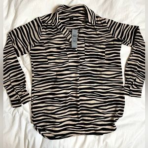 Ann Taylor Zebra Print Long Sleeve Blouse Size XSP
